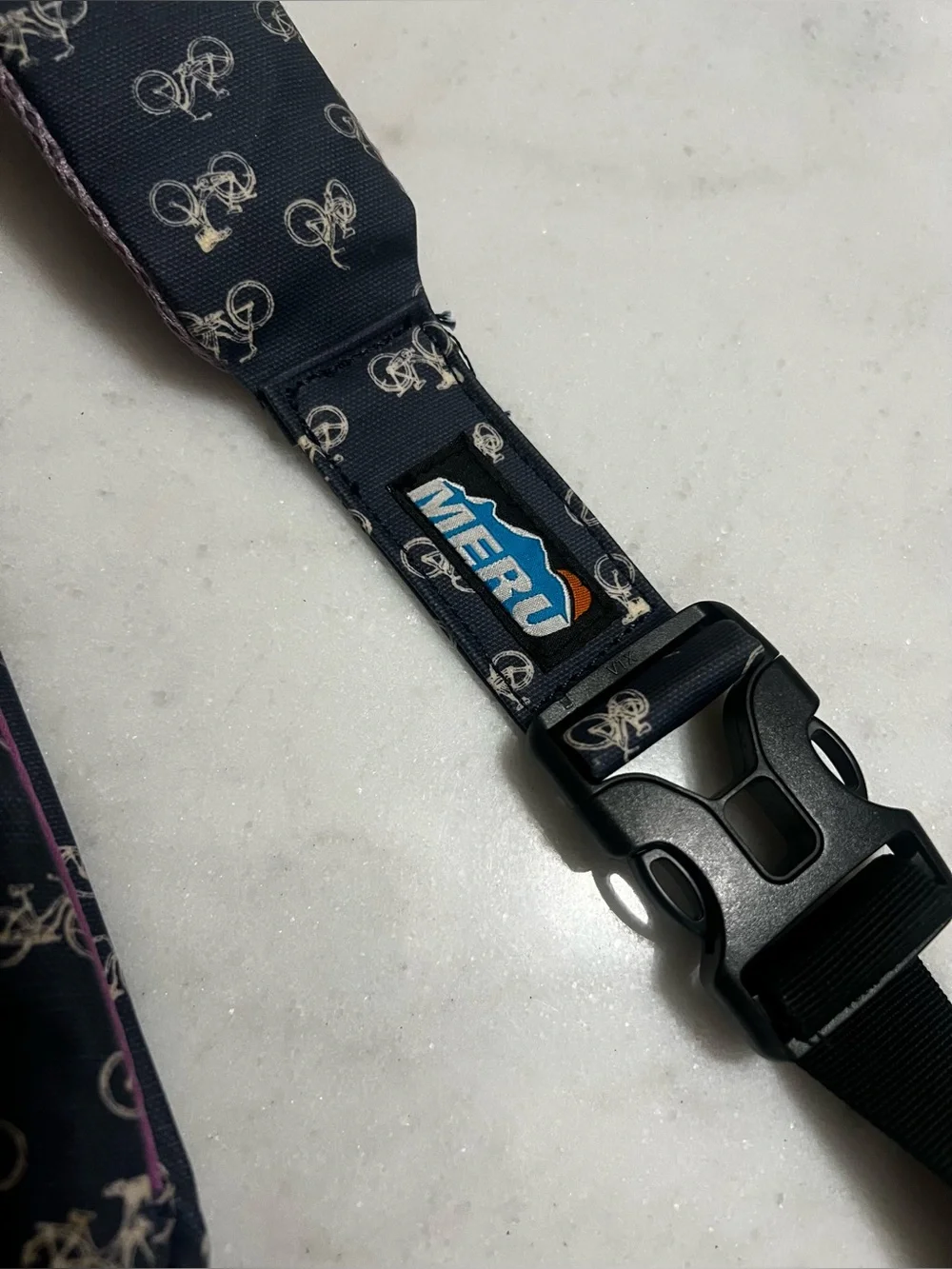 Meru Blue Canvas Sling Bag Cute Bicycle Print  Needs Cleaned See Pics.